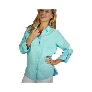 RABE BLOUSE WITH RUCHED SLEEVE. BLUE